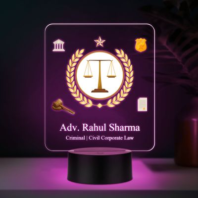 Personalized Advocate LED Desk Table Lamp with Automatic Color Changing Light Birthday Gift for Advocate & Lawyer Office Decor Light